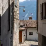 limone sul garda alleyway small town lake italy 252144489